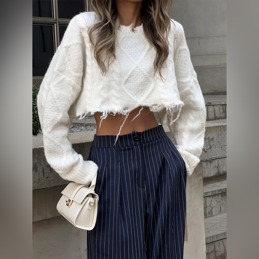 86 Pinstripe Pleated Wide-Leg Pants - Picture 4 of 7